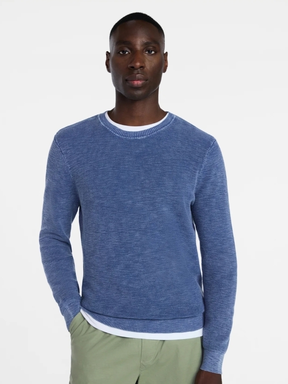 George Men's Cotton Slub Sweater with Long Sleeves, Size 3XL